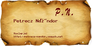 Petrecz Nándor névjegykártya